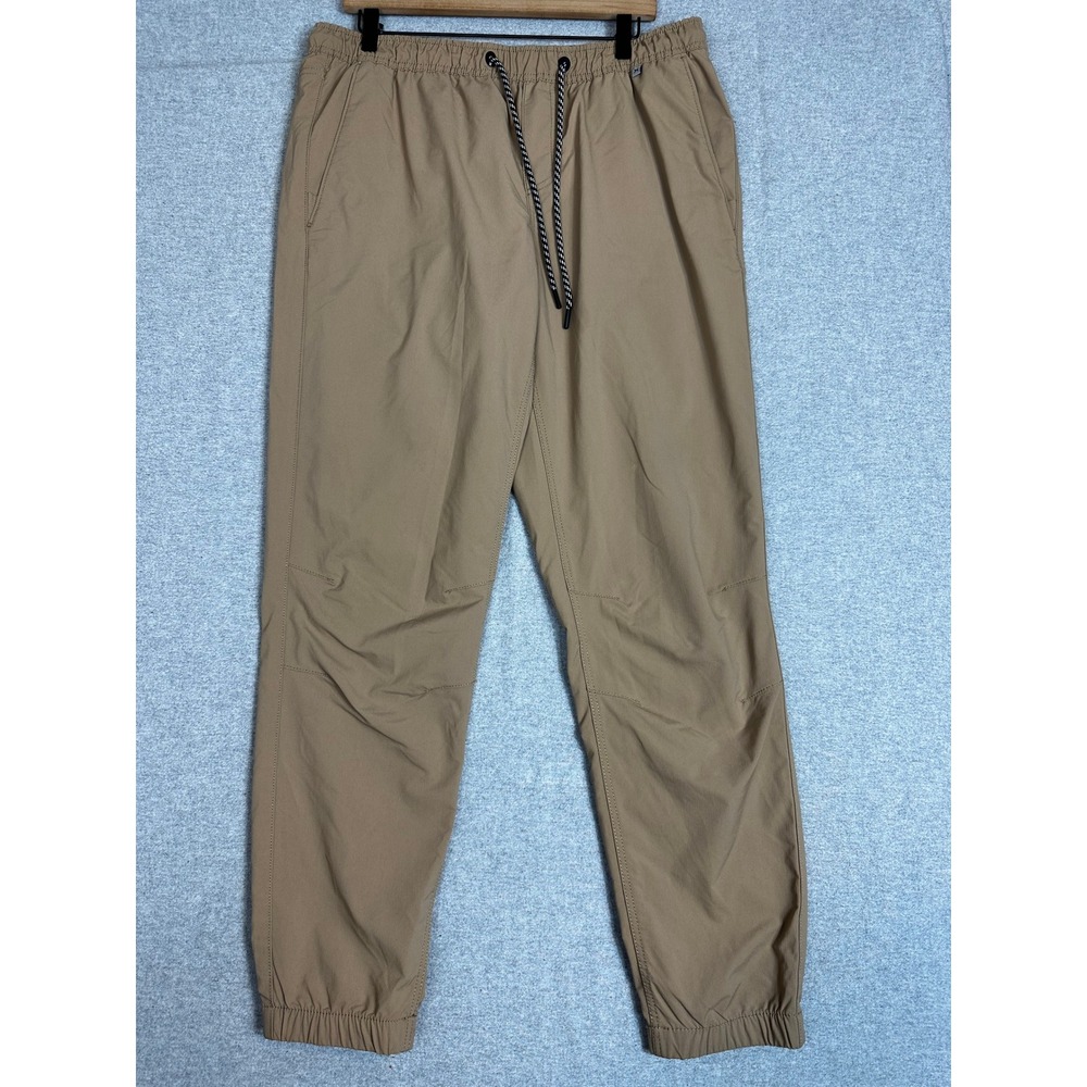 Hurley Tech Twill Joggers Mens XL Tan Tapered Fit Elastic Waist Drawstring Pants